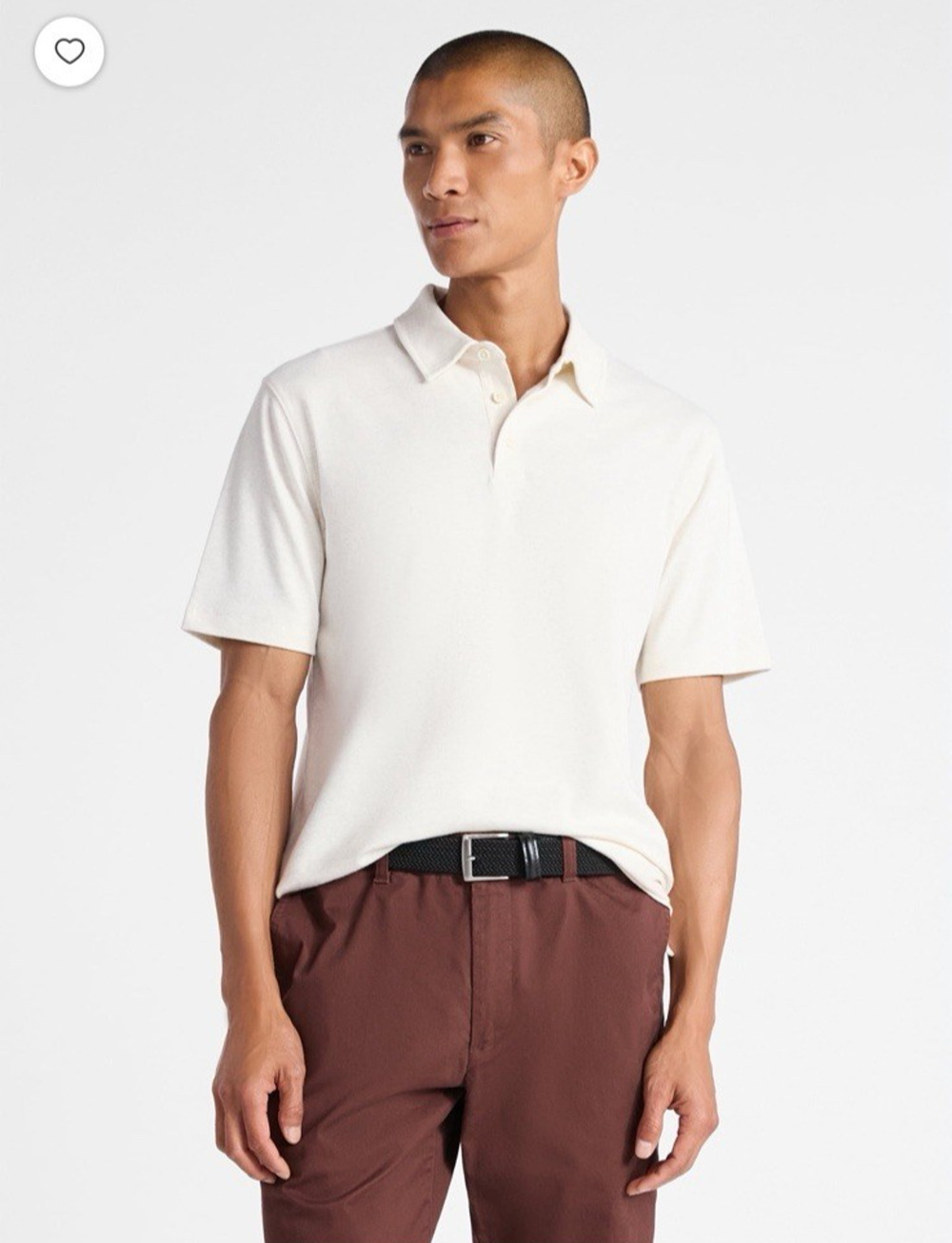 Free Assembly Luxe Everyday Polo Shirt Men's 3XL Cream White Short Sleeve